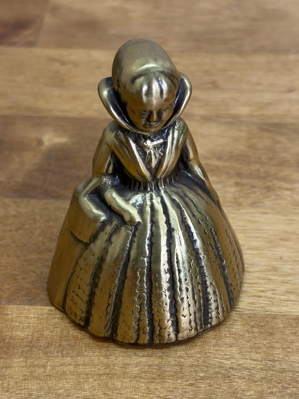 Vintage Solid Brass Crinoline Lady Bell Victorian Southern Belle Basket 3.25